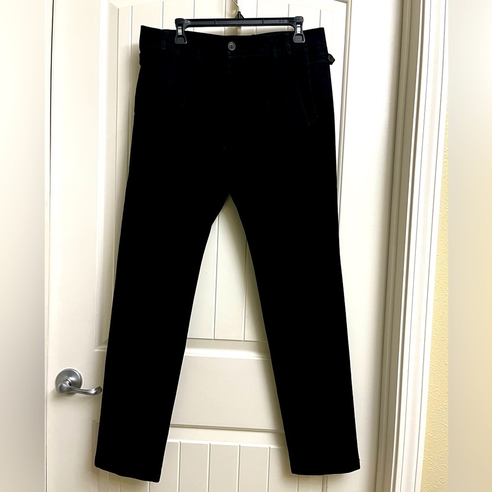Emporio Armani Women’s Black Cotton/Spandex Straight-Legged Pants, IT size 50